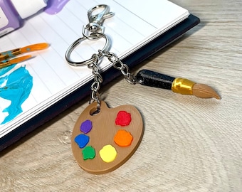Paint Tray & Paintbrush 3D Printed Keychain