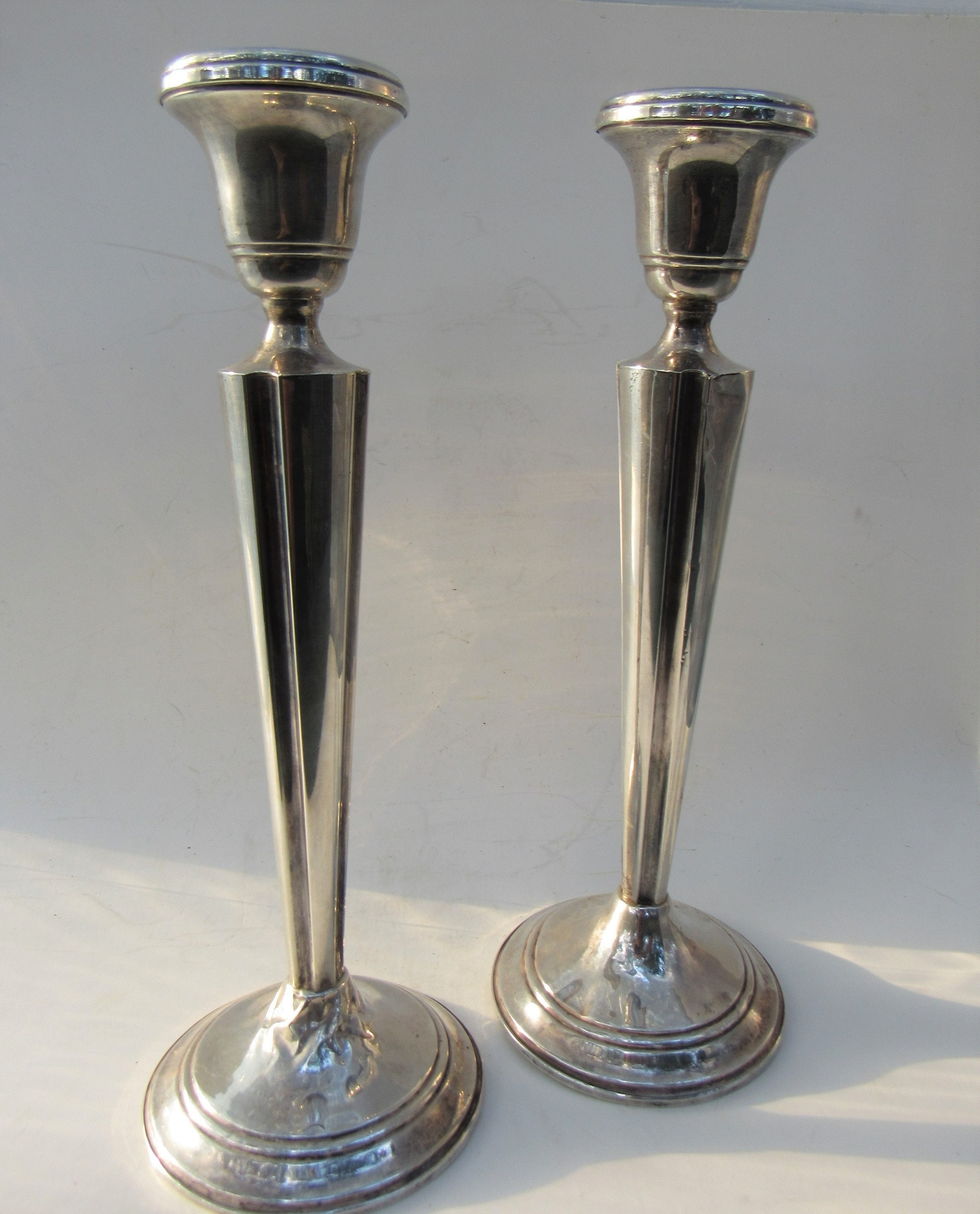 Vintage Arrowsmith Sterling Silver Candlesticks Pair Marked Very Elegant and Streamlined Etsy