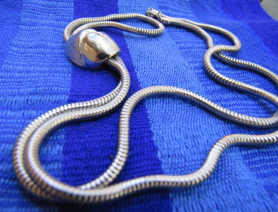 Vintage Silvertone Snake Chain Lariat or Bolo for… - image 4