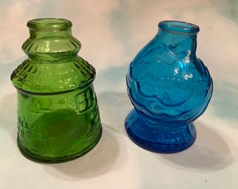 Vintage Cheerful Wheaten Blue & Green Bottles - 1970s Inkwell Collection