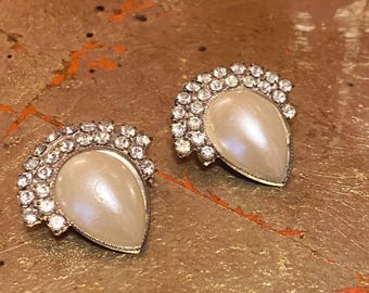 Pinzas vintage de cristal Swarovski y perlas de imitación: ¡súper brillantes! Bluette - Hecho en Francia
