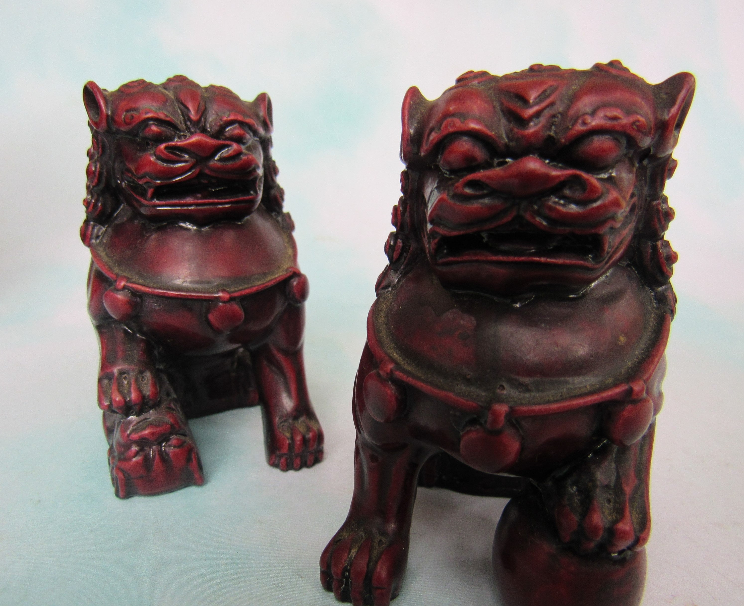 Chinese Lion Statue Red