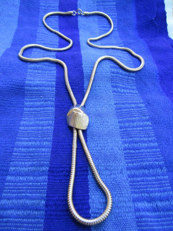 Vintage Silvertone Snake Chain Lariat or Bolo for… - image 1