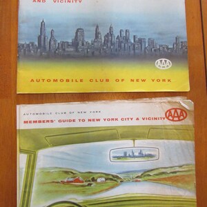 2 Vintage NYC & AAA Karten - 1954 und 1960 - ideal für Kunstwerke, Collagen, Scrapbook, Sammlerstücke - Rückblende in eine andere Zeit