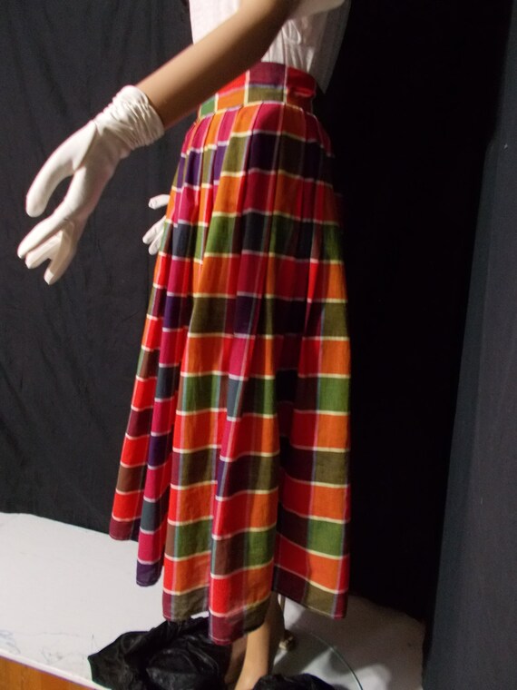 FREE Shipping-Vintage 1940s Womens Cotton Red Pla… - image 4