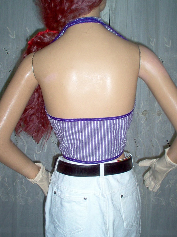 FREE Shipping- Womens Vintage 1940s Purple Stripe… - image 3