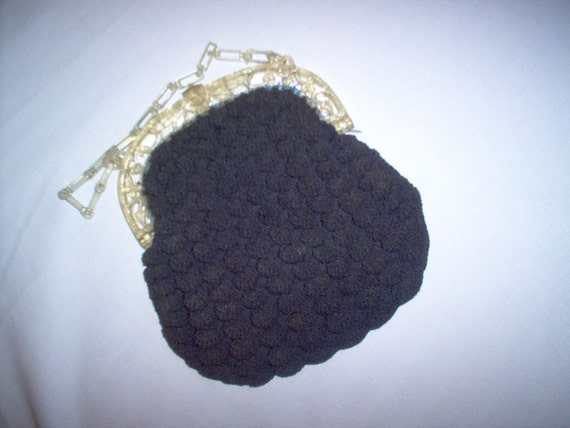 FREE Shipping-1930's Vintage Navy Blue Crocheted … - image 5