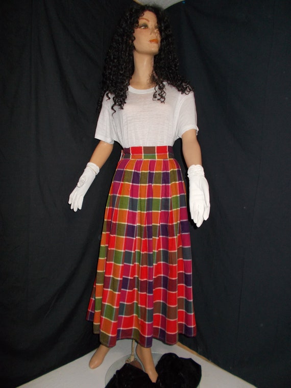 FREE Shipping-Vintage 1940s Womens Cotton Red Pla… - image 1