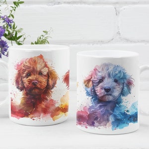 Colourful Poodle Mug, Dog Lover Mug, Gift for Friend, Dog Walker Present, Gift for Pet Owner, Cute Dog Mug