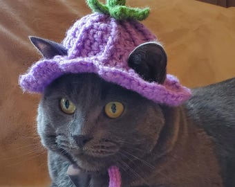 Crochet Flower Cat Hat Pattern: Bellflower Spring Pet Costume for Cats (Digital PDF Download)