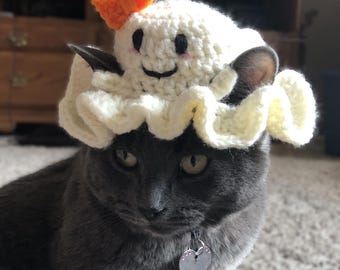 Crochet Ghost Cat Hat Pattern: Halloween Pet Costume for Cats (Digital PDF Download)