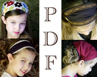KINDEREN Stof Hoofdband Patroon voor kinderen Brede hoofdband Brede haarband Tutorial Hoofdwikkel Haarsjaal Kinderbandana Meisjes