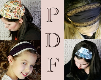 ADULT'S Bandana Headband Pattern for Women - Exercise Yoga Headband - Head Scarf Pattern - Wide Headband - Hair Band - Head Wrap Pattern