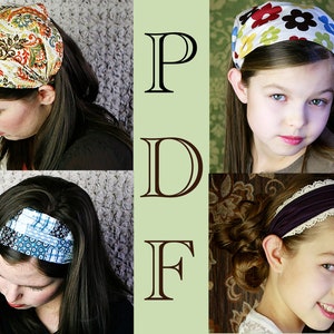 ADULT CHILDRENS Bandana Headband Pattern Fabric Headband Tutorial DIY Sewing Pattern Head Wrap Headcovering Hair Scarf Hair Wrap Women image 1