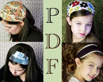 ADULT + CHILDRENS Bandana Headband Pattern Fabric Headband Tutorial DIY Sewing Pattern Head Wrap Headcovering Hair Scarf Hair Wrap Women