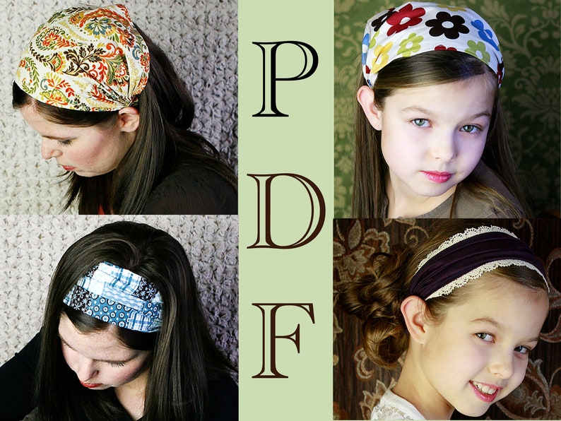 ADULT CHILDRENS Bandana Headband Pattern Fabric Headband Tutorial DIY