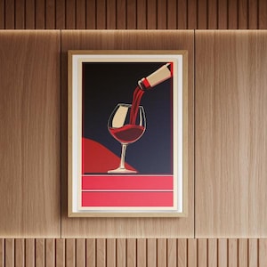 Elegant Wine Print for Kitchen & Bar | Vintage-Inspired Wall Art | Gift for Wine Enthusiasts | Retro Vintage Style | Poster or Canvas.