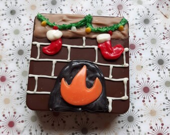 One dozen fireplace designed chocolate covered graham crackers