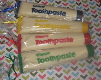 Solid chocolate toothpaste tube and chocolate toothbrush combo set party favor