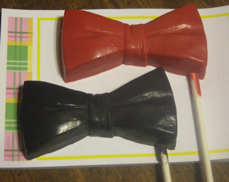 One dozen large bow tie lollipop suckers black tie party favors image 2