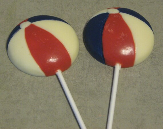 One dozen beach ball lollipop sucker party favors