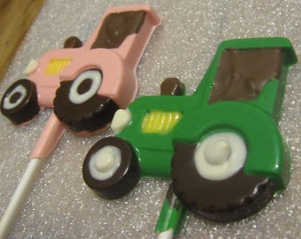 One dozen farm tractor lollipop suckers party favors