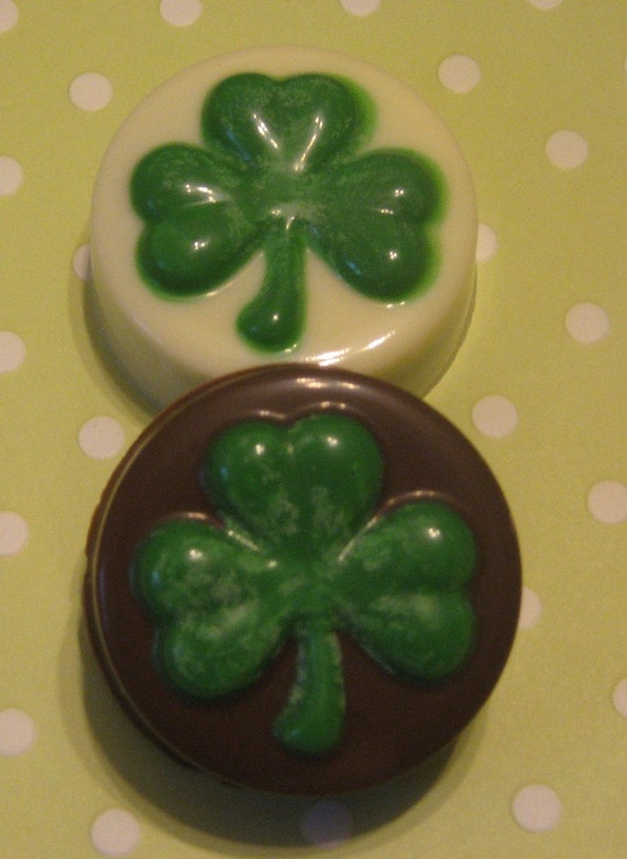 Shamrock theme chocolate covered sandwich cookie Oreo one dozen