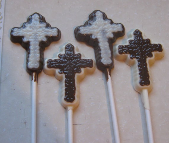 One dozen filigree cross sucker lollipop party favors