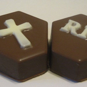 Tombstone cross and rip chocolate covered oreo sandwich cookies party favors image 1