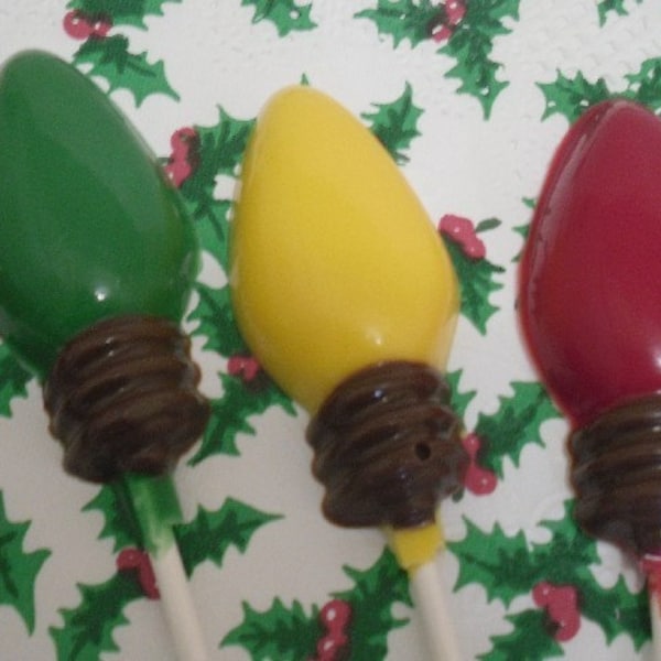 Christmas Lightbulb Lollipops suckers party favors