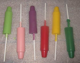 One dozen chocolate crayon scribblers lollipops suckers party favors