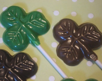 One dozen small shamrock clover lollipop sucker party favors