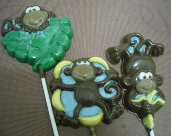 Set of 3 Large Monkey Lollipops
