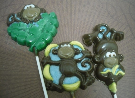 Set of 3 Large Monkey Lollipops