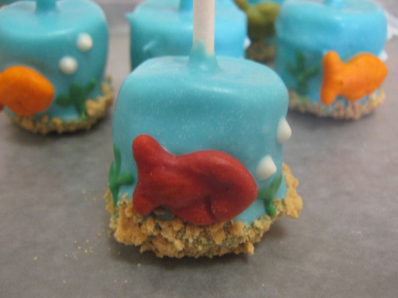 One dozen goldfish aquarium chocolate covered marshmallows