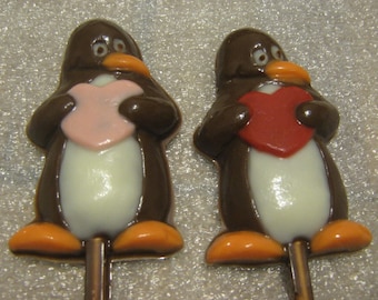 Penguin love valentine heart lollipop party favor 12 pieces