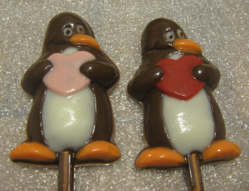 Penguin love valentine heart lollipop party favor 12 pieces image 1