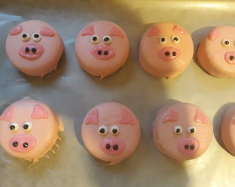 One dozen piggy design chocolate covered sandwich cookie party favors