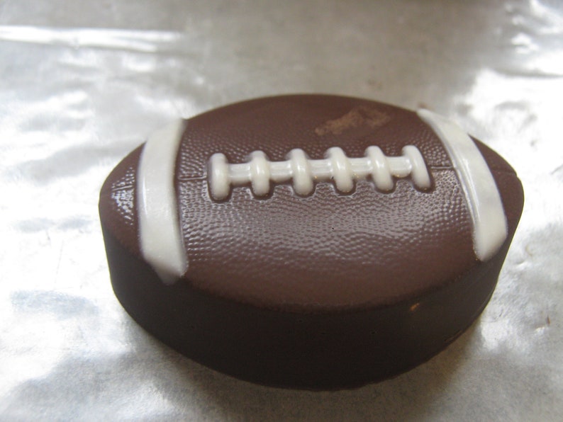 One dozen football shaped chocolate covered Oreo sandwich cookies party favors image 1