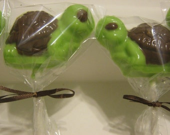 One dozen adorable turtle lollipops