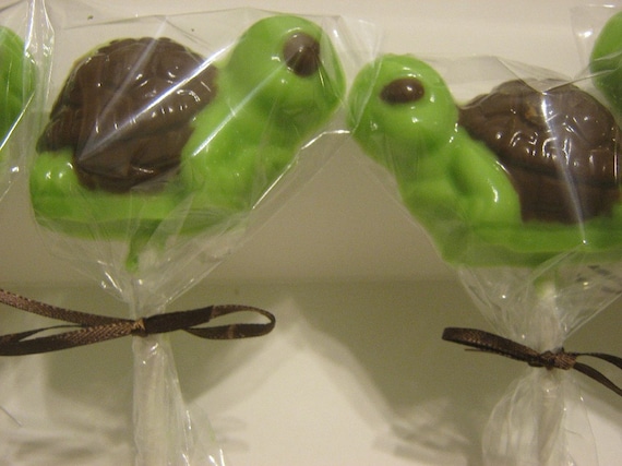 One dozen adorable turtle lollipops