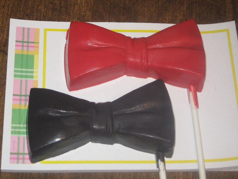 One dozen large bow tie lollipop suckers black tie party favors image 4