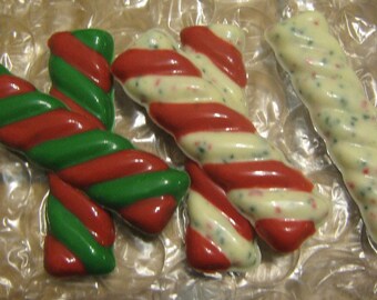 Peppermint stick looking white chocolate candy bars