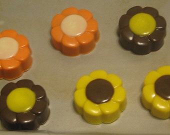 Multi color spring flower chocolate covered sandwich cookies Daisy, sunflower, black-eyed Susan