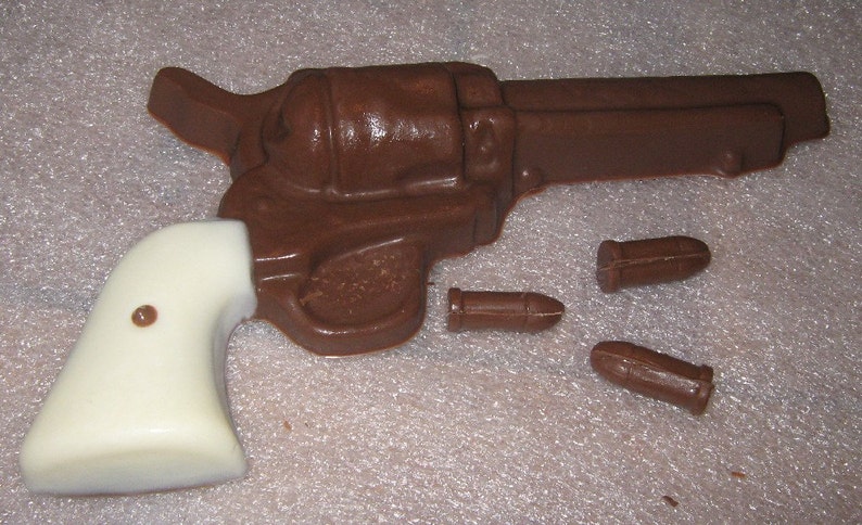 Large chocolate revolver with bullets image 2