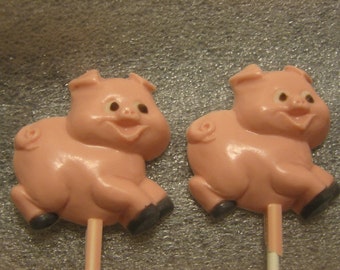 One dozen adorable running pig lollipop suckers