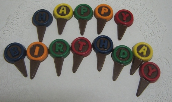 Chocolate Happy Birthday Cupcake Picks