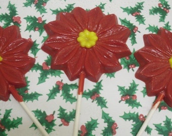 Set of 3 Large Poinsettia Lollipops