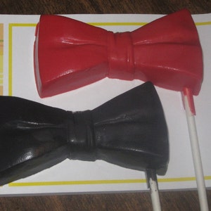 One dozen large bow tie lollipop suckers black tie party favors image 1