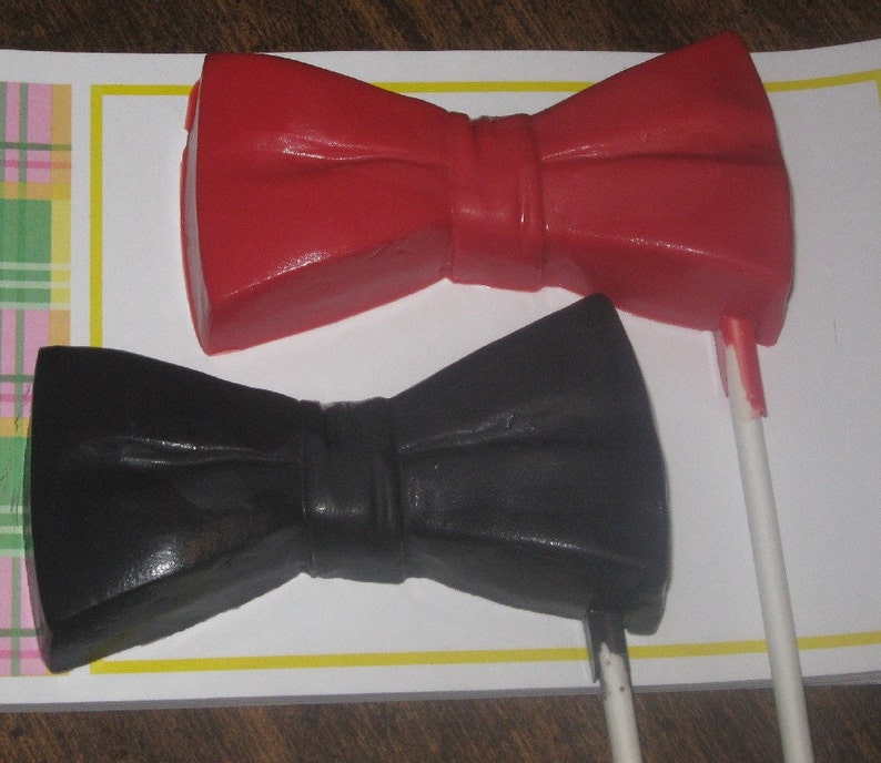 One dozen large bow tie lollipop suckers black tie party favors image 1